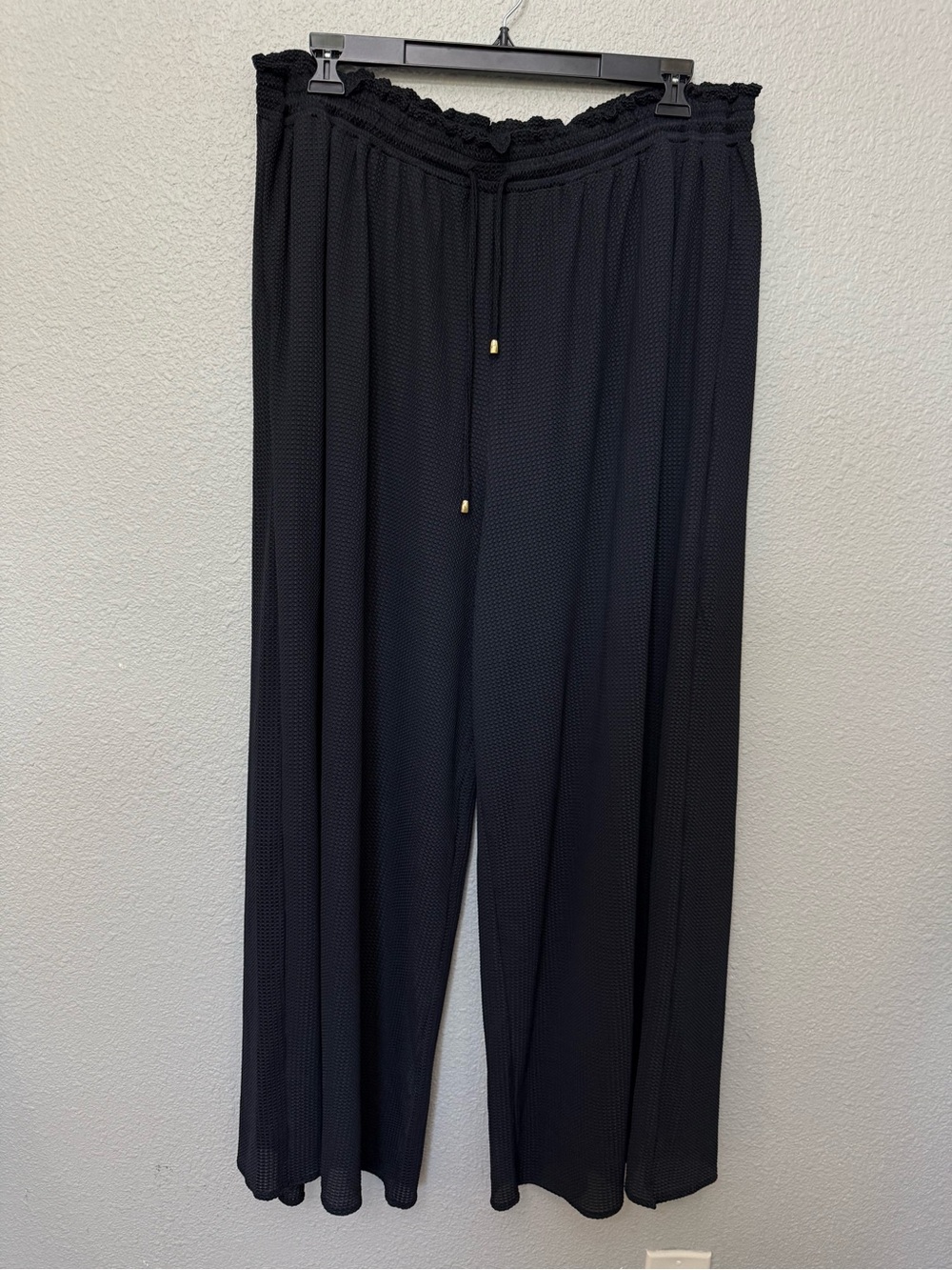 Kitty and Vibe Drawstring Textured Knit Swim Cover Up Pants Wide Leg Size 5XL